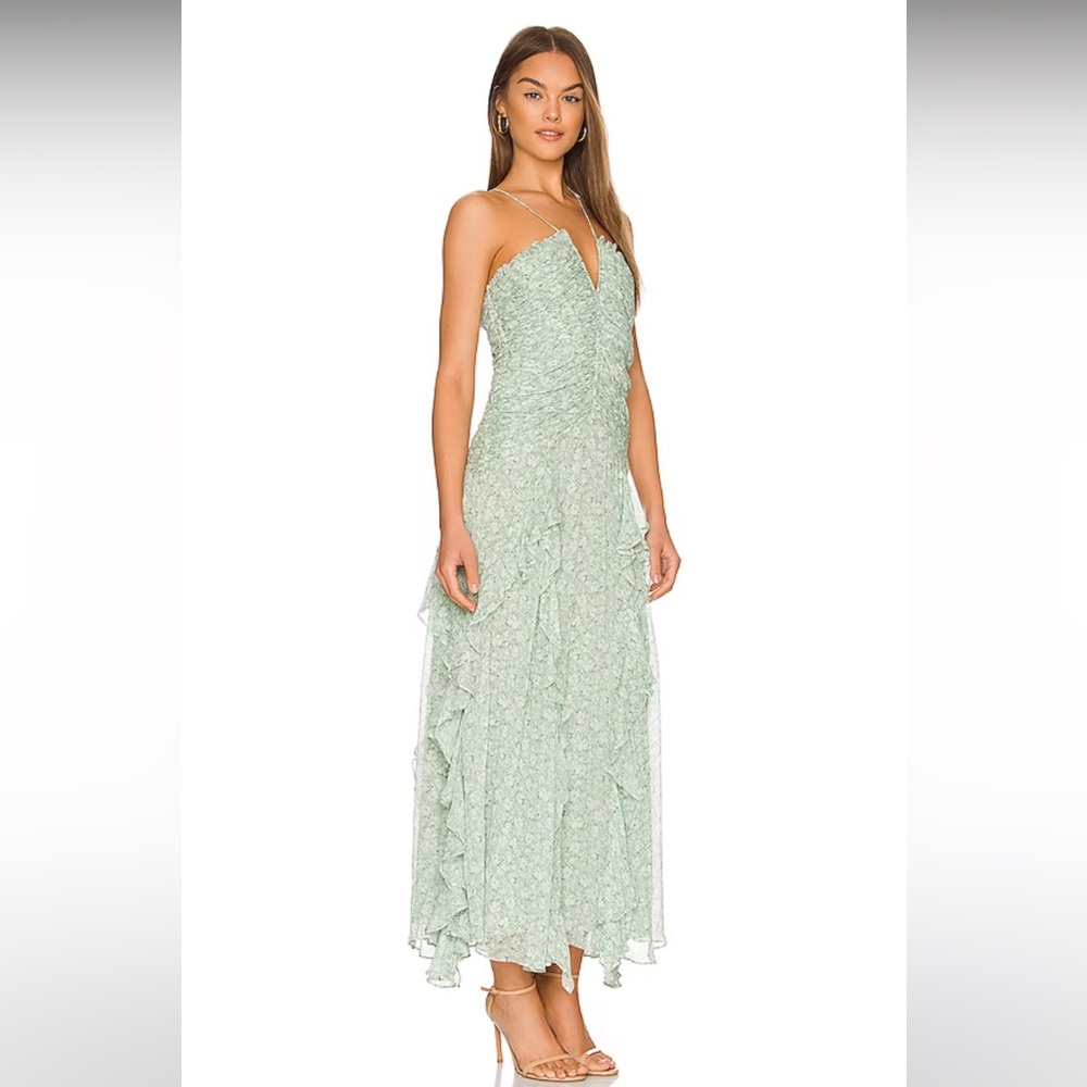 Shona Joy Ruched Frills Maxi dress